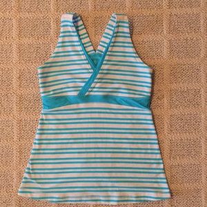 Lululemon Turquoise Blue & White Striped Top